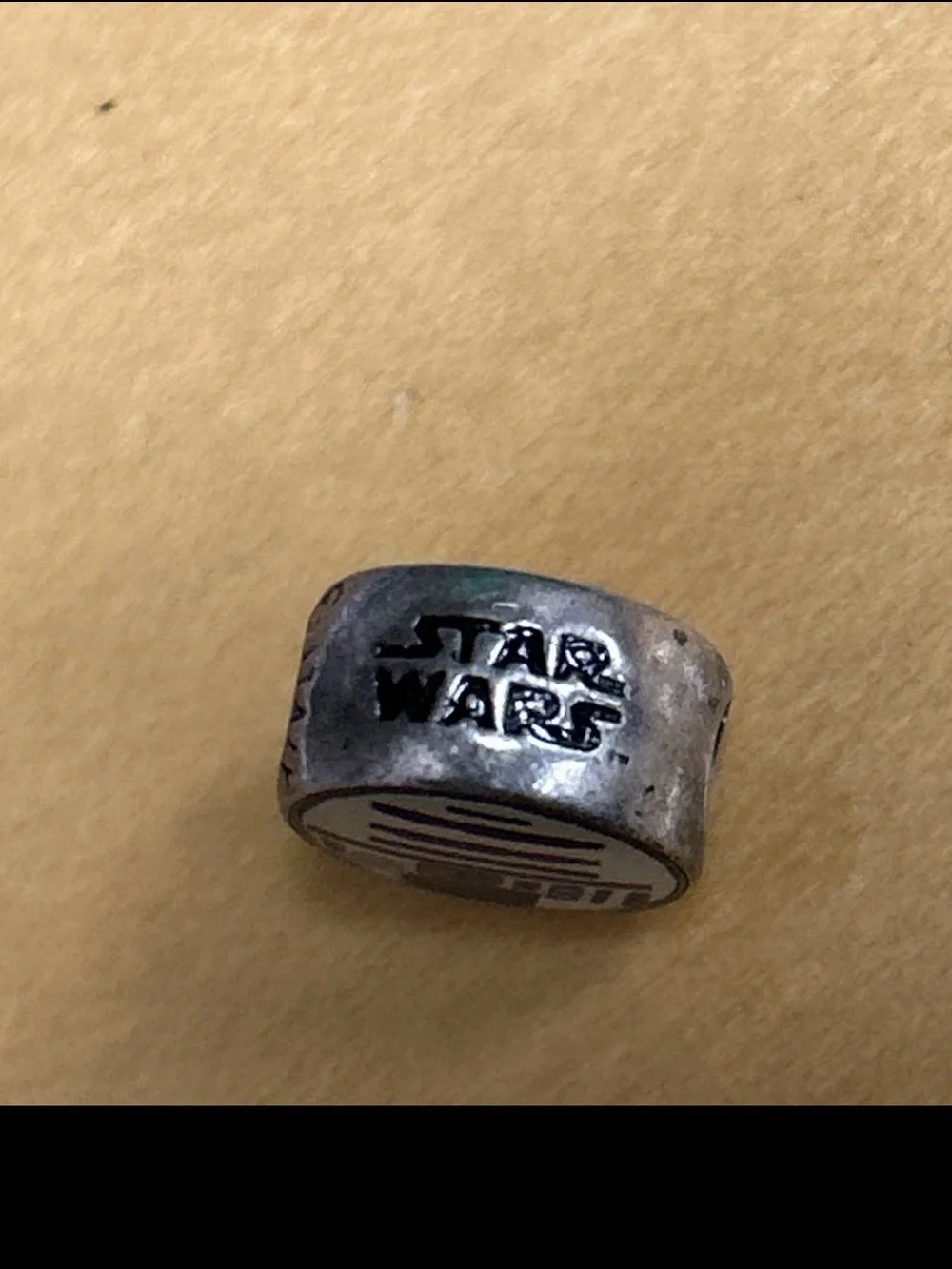 CHARMED MEMORIES 925 Disney Sterling Silver Star Wars charm R2D2 flat round disk